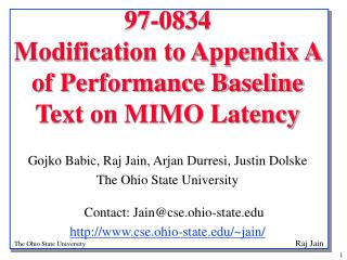 97-0834 Modification to Appendix A of Performance Baseline Text on MIMO Latency