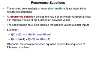 Recurrence Equations