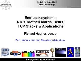 End-user systems: NICs, MotherBoards, Disks, TCP Stacks &amp; Applications