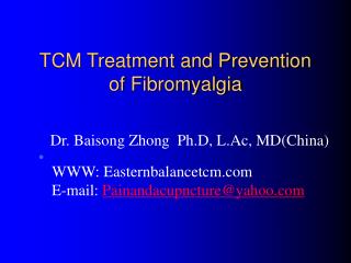 TCM Treatment and Prevention of Fibromyalgia