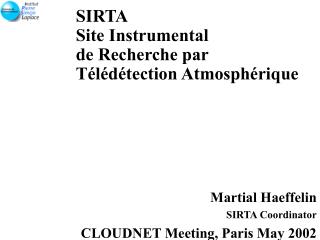 SIRTA Site Instrumental de Recherche par Télédétection Atmosphérique