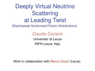 Deeply Virtual Neutrino Scattering at Leading Twist