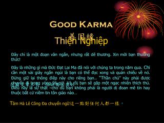 Good Karma Thi ện Nghiệp