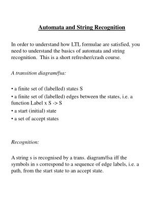 Automata and String Recognition