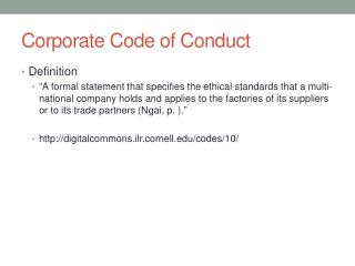 Corporate Code of Conduct
