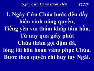 Ngày Cứu Chúa Bước Ðến