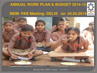 ANNUAL WORK PLAN &amp; BUDGET 2014-15 MDM- PAB Meeting- DELHI on 04.04.2014