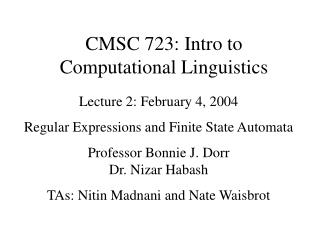 CMSC 723: Intro to Computational Linguistics