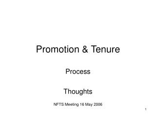 Promotion &amp; Tenure