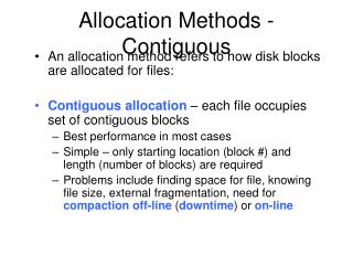 Allocation Methods - Contiguous