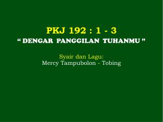 PKJ 192 : 1 - 3