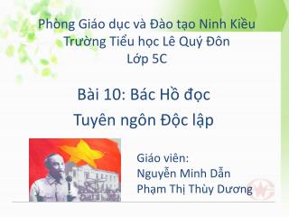 Phòng Giáo dục và Đào tạo Ninh Kiều Trường Tiểu học Lê Quý Đôn Lớp 5C