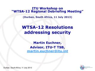 WTSA-12 Resolutions addressing security