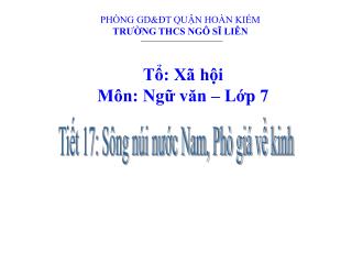 PHÒNG GD&amp;ĐT QUẬN HOÀN KIẾM TRƯỜNG THCS NGÔ SĨ LIÊN