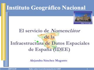 El servicio de N omencl á tor de la Infraestructura de Datos Espaciales de España (IDEE)