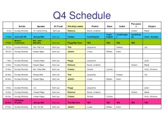 Q4 Schedule