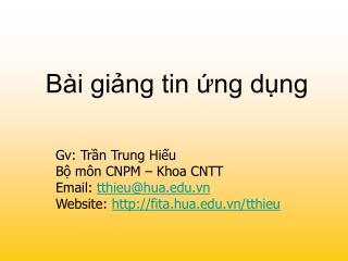 Bài giảng tin ứng dụng