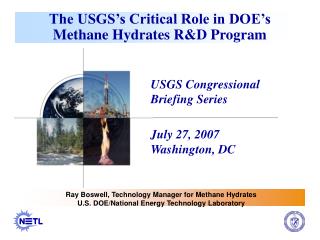 The USGS’s Critical Role in DOE’s Methane Hydrates R&amp;D Program