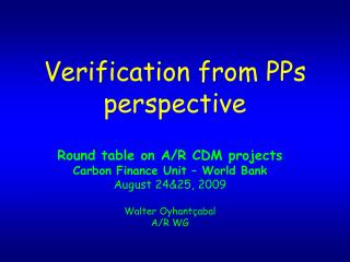 Verification from PPs perspective