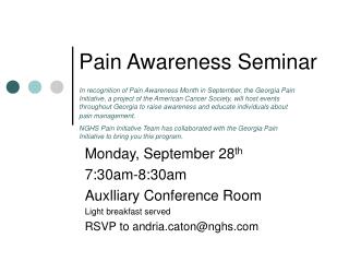 Pain Awareness Seminar