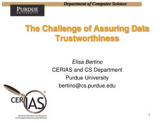 The Challenge of Assuring Data Trustworthiness