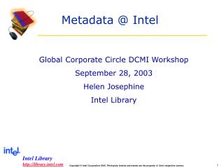 Metadata @ Intel