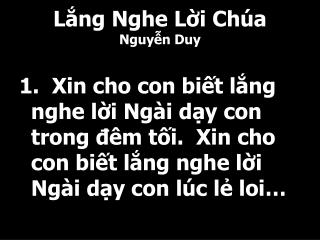 Lắng Nghe Lời Chúa Nguyễn Duy