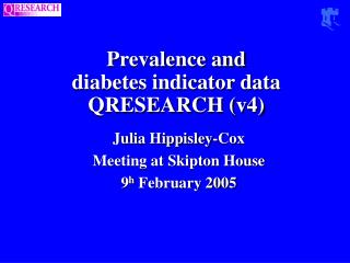 Prevalence and diabetes indicator data QRESEARCH (v4)