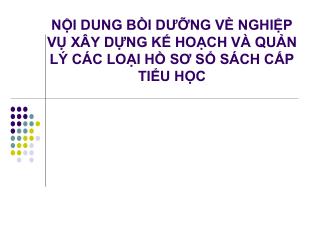 NỘI DUNG BỒI DƯỠNG VỀ NGHIỆP VỤ XÂY DỰNG KẾ HOẠCH VÀ QUẢN LÝ CÁC LOẠI HỒ SƠ SỔ SÁCH CẤP TIỂU HỌC