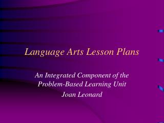 Language Arts Lesson Plans