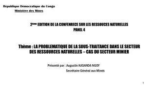 République Démocratique du Congo Ministère des Mines