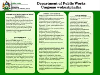 public works Department: Public works PROVINCE OF KWAZULU NATAL