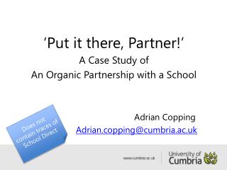 ‘Put it there, Partner!’ A Case Study of An Organic Partnership with a School