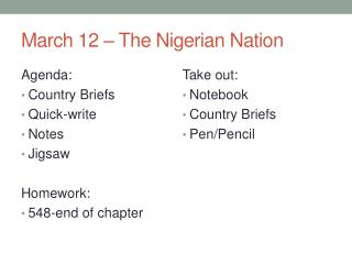 March 12 – The Nigerian Nation