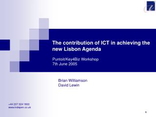 The contribution of ICT in achieving the new Lisbon Agenda