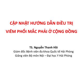 CẬP NHẬT HƯỚNG DẪN ĐIỀU TRỊ VIÊM PHỔI MẮC PHẢI Ở CỘNG ĐỒNG