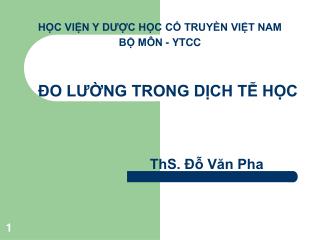 ĐO LƯỜNG TRONG DỊCH TỄ HỌC