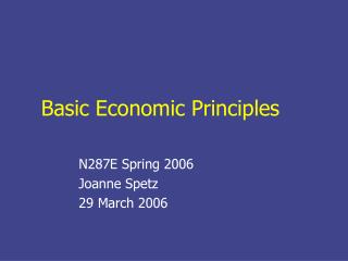 Basic Economic Principles