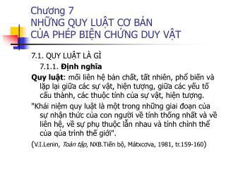 Chương 7 NHỮNG QUY LUẬT CƠ BẢN CỦA PHÉP BIỆN CHỨNG DUY VẬT