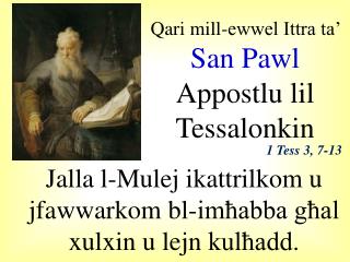 Qari mill-ewwel Ittra ta’ San Pawl Appostlu lil Tessalonkin