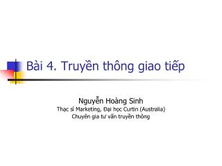 Bài 4. Truyền thông giao tiếp