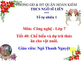 PHÒNG GD &amp; ĐT QUẬN HOÀN KIẾM THCS NGÔ SĨ LIÊN *** Tổ tự nhiên 1
