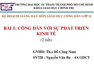 KẾ HOẠCH GIẢNG DẠY MÔN GIÁO DỤC CÔNG DÂN LỚP 11