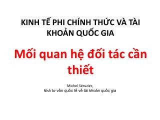 KINH TẾ PHI CHÍNH THỨC VÀ TÀI KHOẢN QUỐC GIA