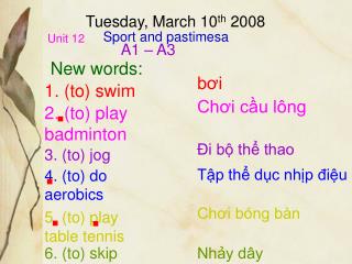 Tuesday, March 10 th 2008