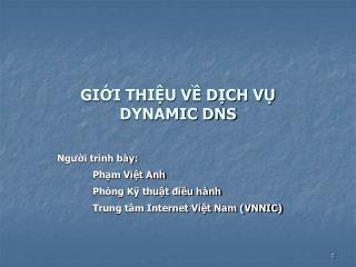 GIỚI THIỆU VỀ DỊCH VỤ DYNAMIC DNS