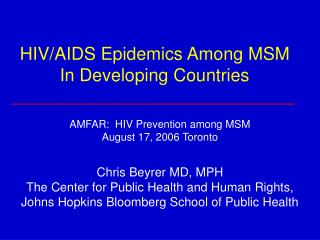 HIV/AIDS Epidemics Among MSM In Developing Countries