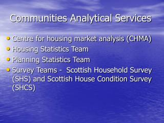 Communities Analytical Services