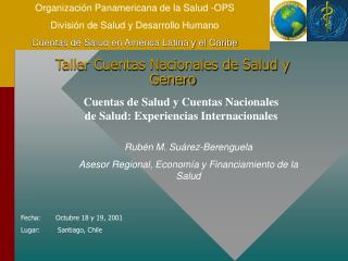 Taller Cuentas Nacionales de Salud y Genero