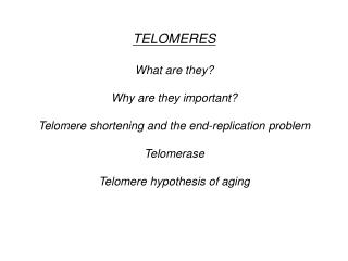 TELOMERES What are they? Why are they important?